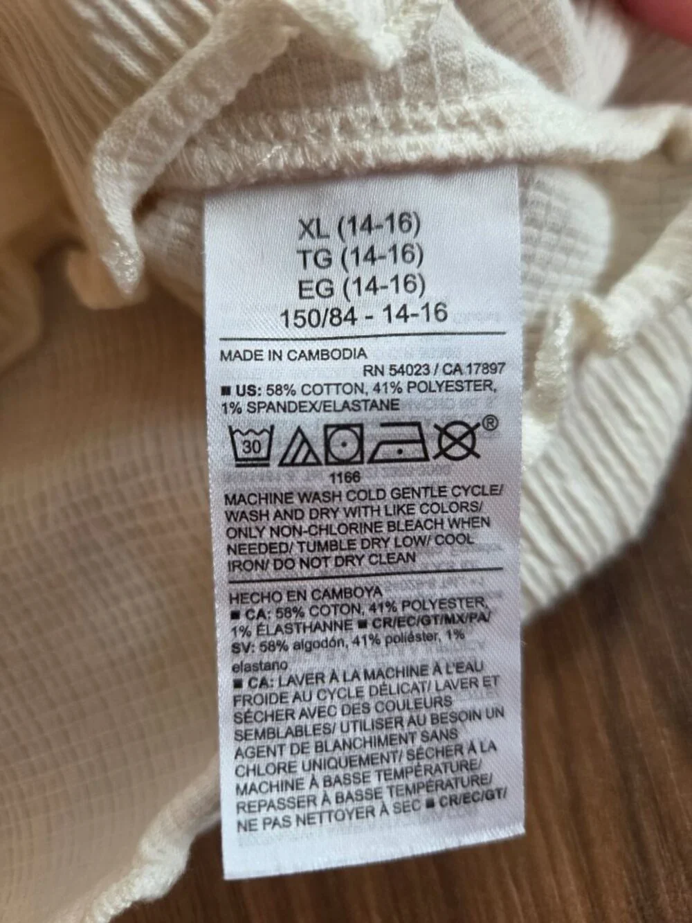 Girls XL Ribbed Peasant Top